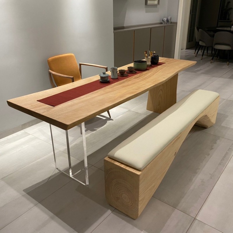 Office Furniture Modern - طاولة عائمة من الخشب الصلب والأكريليك