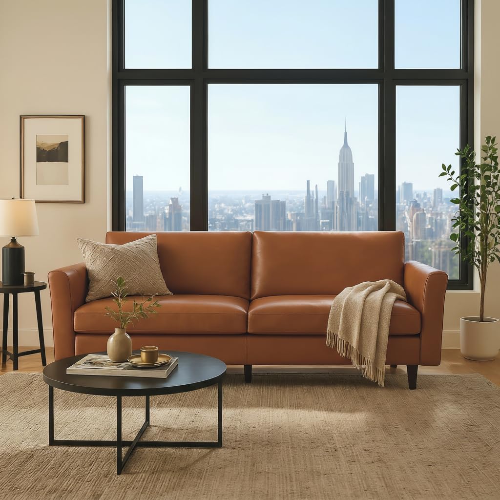 Office Furniture Custom - أريكة جلد صناعي بطول 80 بوصة،