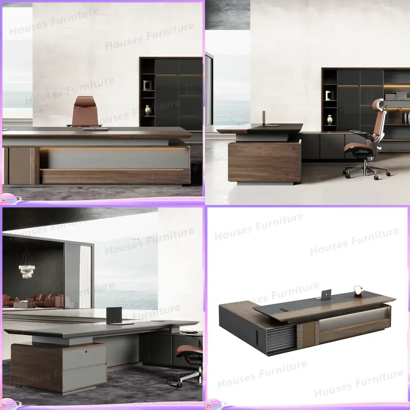 Office Furniture Modern - مكتب تنفيذي فاخر من الخشب الصلب،