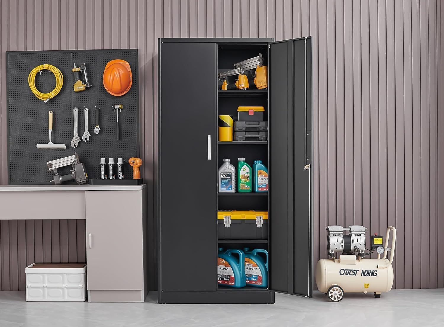 خزانة تخزين معدنية بأرفف قابلة - مراجعة Office Storage Cabinet وسعره