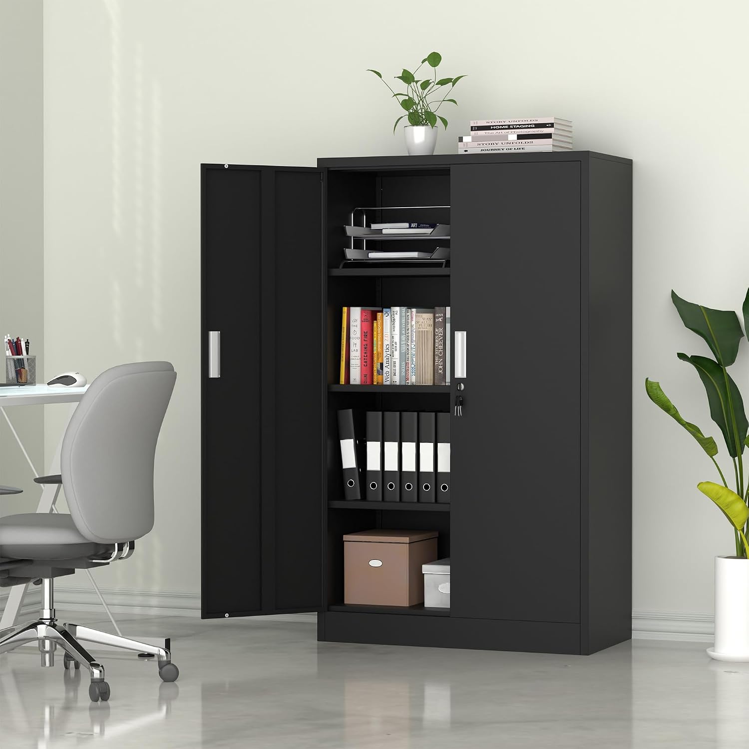 خزانة تخزين معدنية قابلة للقفل - مراجعة Office Storage Cabinet وسعره