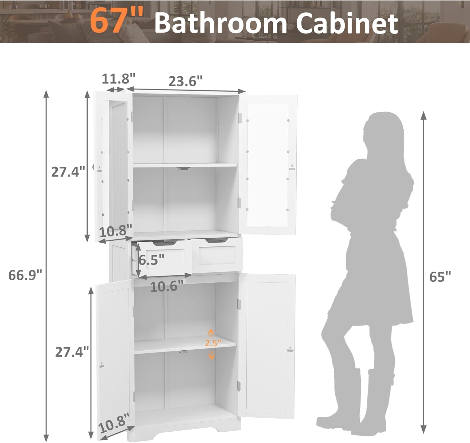 خزانة تخزين طويلة للحمام قائمة - مراجعة Office Storage Cabinet وسعره